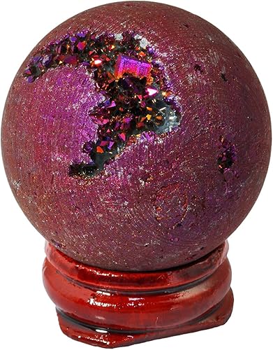 Miniatura 10 de SUNYIK - Bola esfera drusa geoda con revestimiento de titanio, bola de cuarzo de vidrio, gema de ágata, escultura decorativa, curación.
