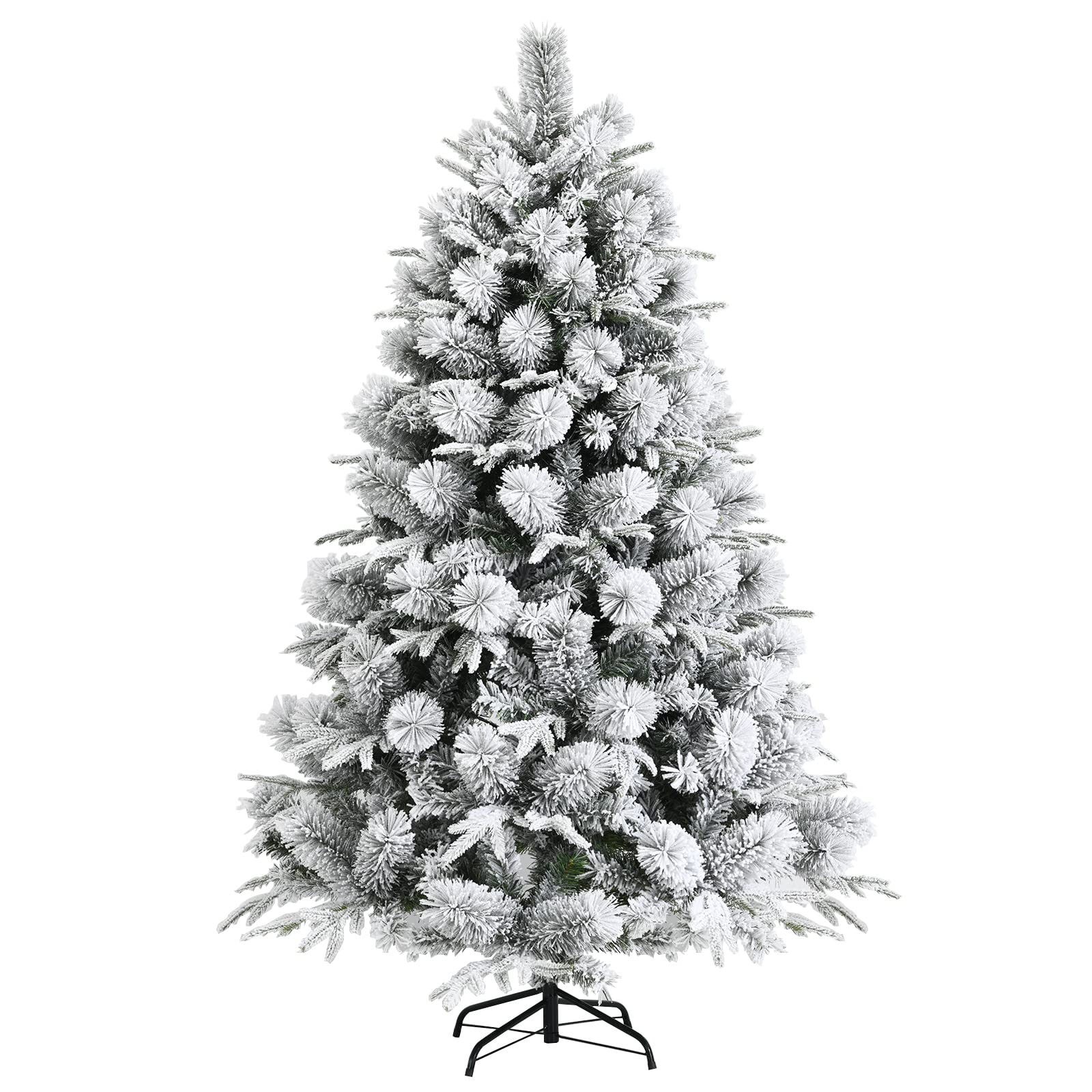 Sapin De Noël Artificiel Enneigé GIANTEX - 2,75 Mètres, Branches PVC Réalistes, Support Métal Stable, Facile à Assembler - 5
