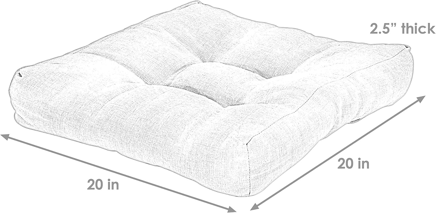 Sunnydaze Set of 2 Tufted Square Patio Cushions for Indoor/Outdoor Furniture - Replacement Cushions for Chairs and Seating - Seat Pads for Porch, Deck and Garden Seats - Navy Blue and White Quatrefoil: Kitchen & Dining