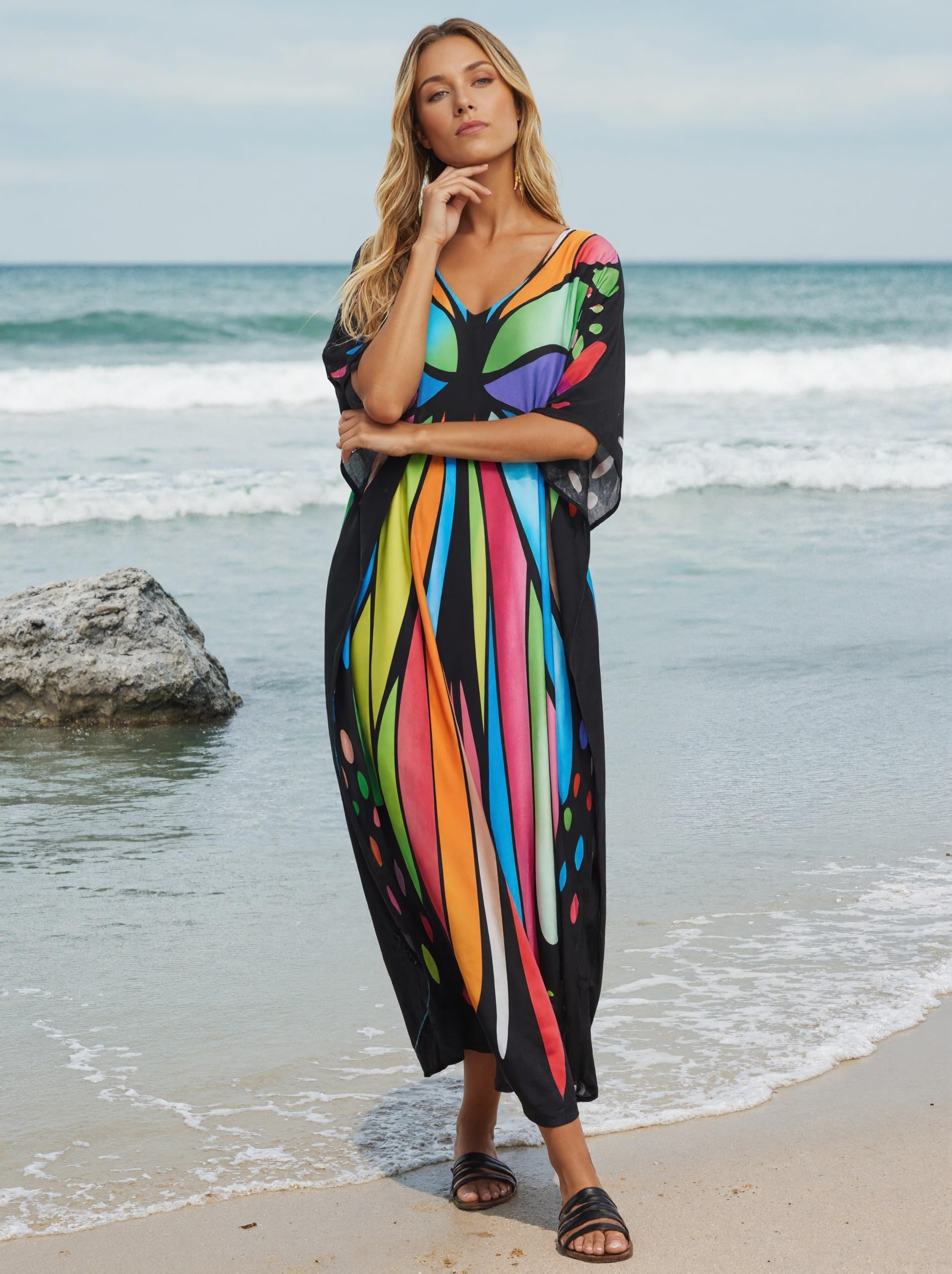 Vestidos caftán de talla grande, caftanes para mujer, talla única, US S-4XL