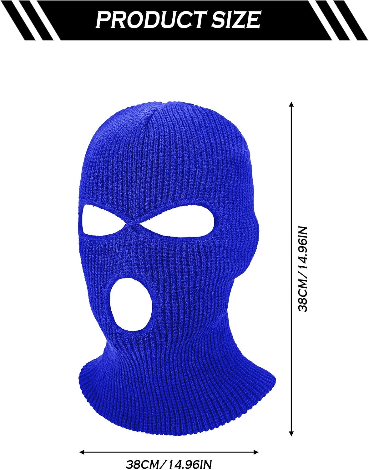 WILLBOND 2 Pieces Knitted Full Face Cover 3 Hole Mask Winter Balaclava Face Cover image 3