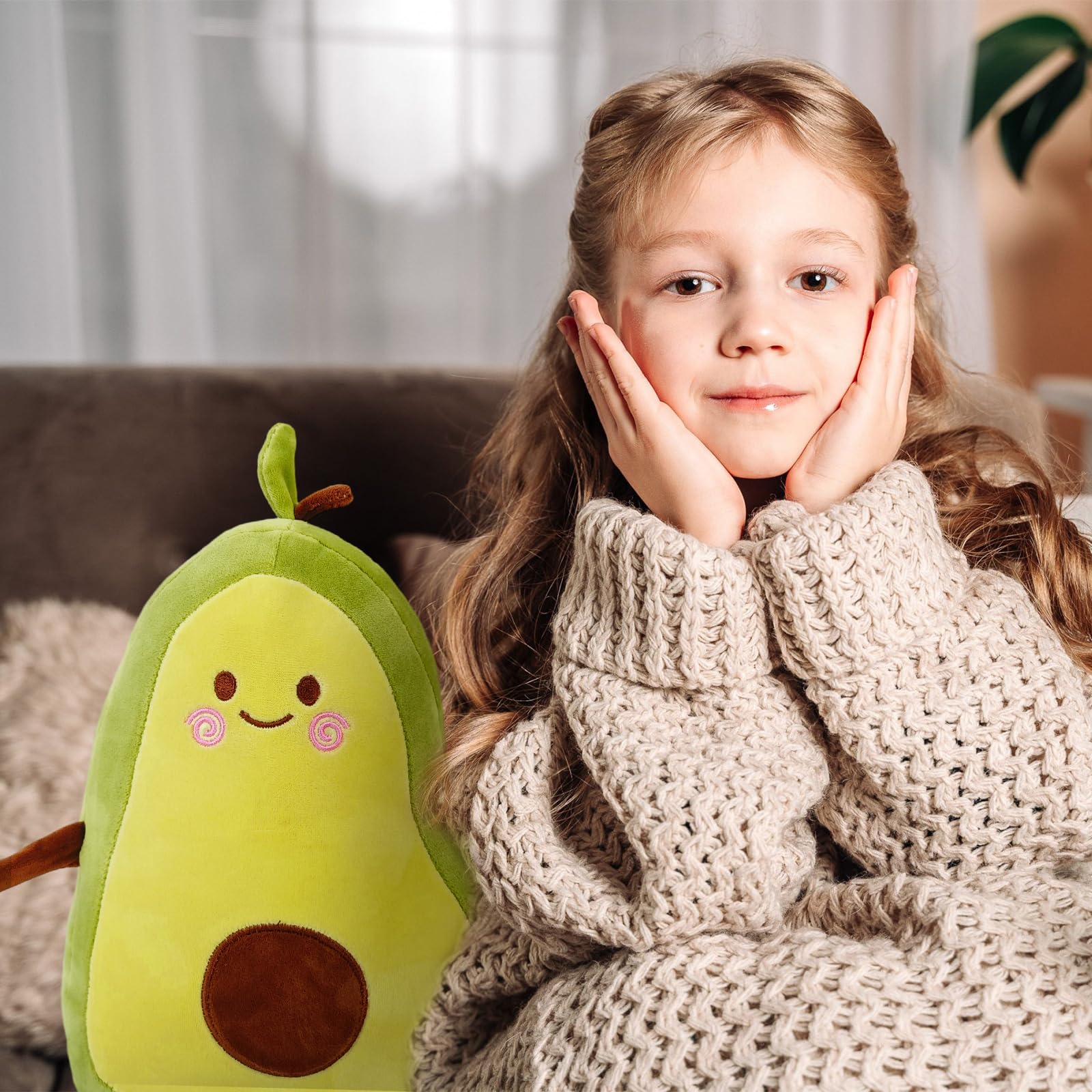 Nicole Knupfer Peluche de aguacate, cojín de aguacate de peluche, regalo para niños/adultos (B-45 cm)