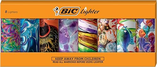 BIC Juego de 8 encendedores de bolsillo de la serie de vidrio soplado de edición especial