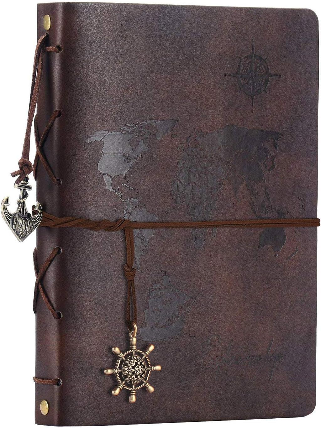 Scrapbook Album,ZEEYUAN Travel Album Leather Photo Album Vintage DIY Memory Photo Book 60 Pages Our Adventure Book Scrape Book