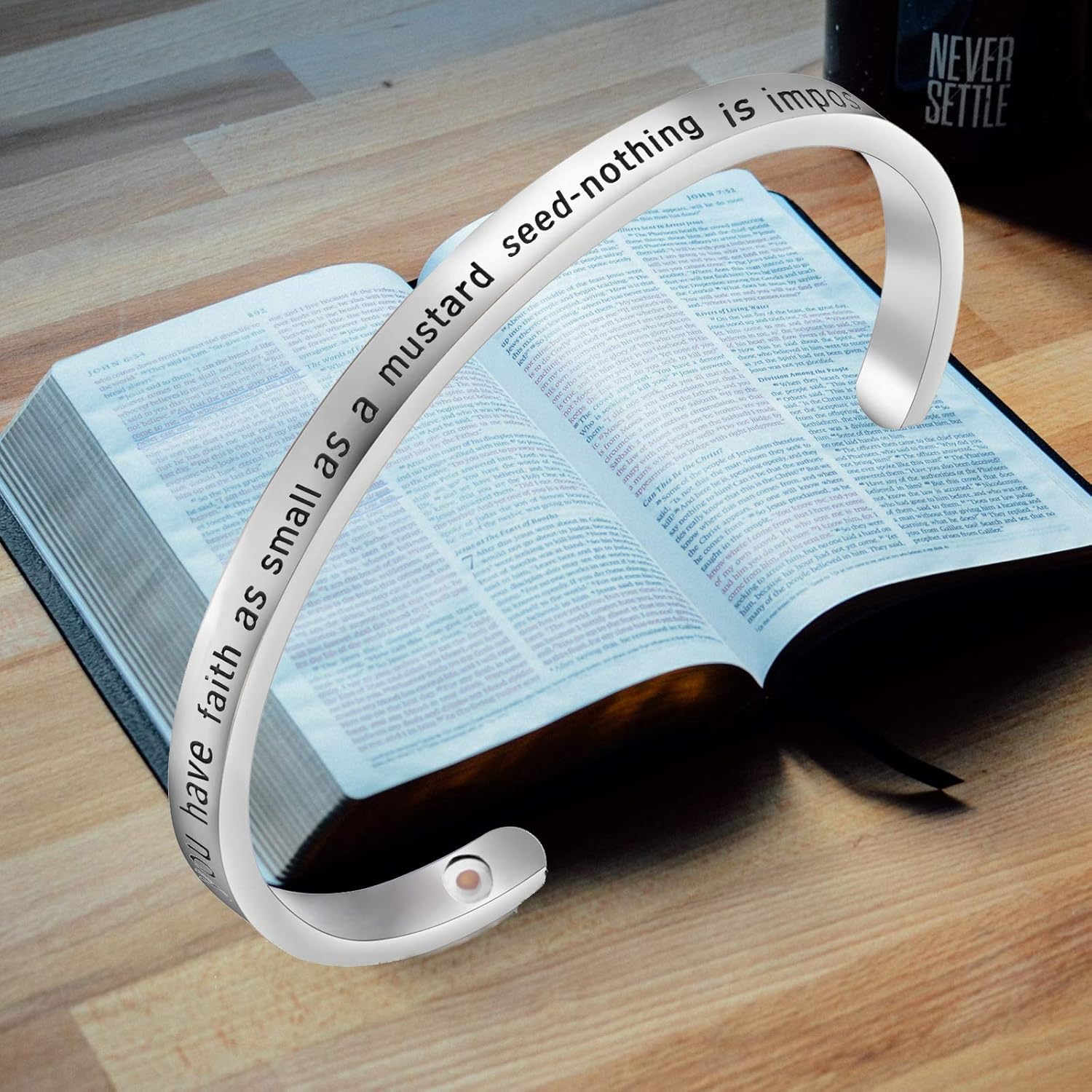 Inspirational Christian Gift Mustard Seed Cuff Bracelet Bible Verse Religious Jewelry - Image 7