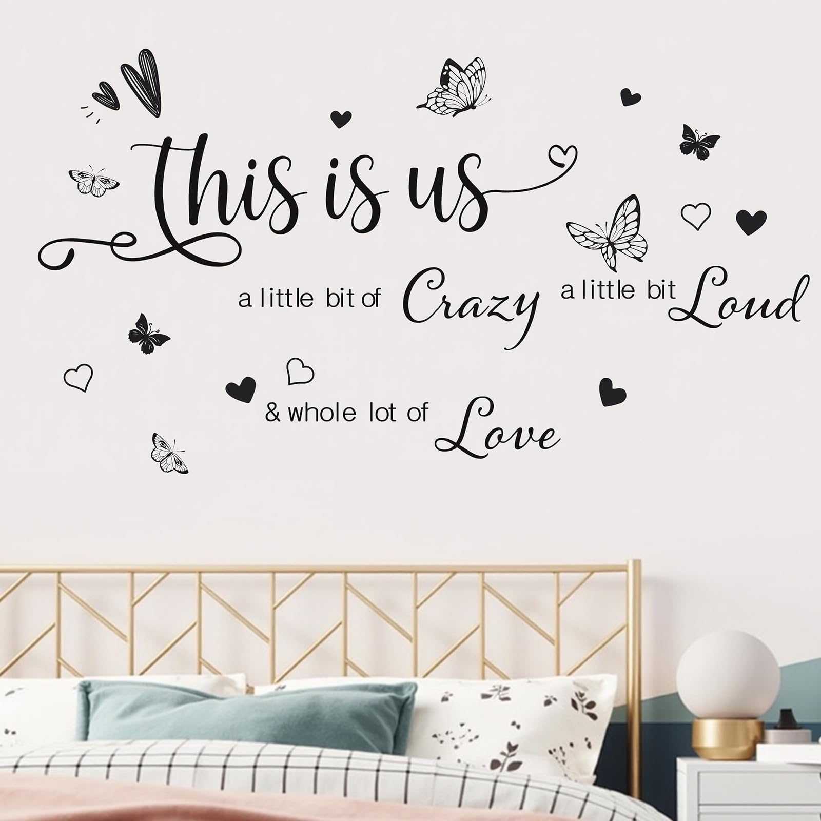 KAIRNE This is Us Wall Sticker Inspirational Quote A Little Bit of Crazy Wall Decal Family Art Lettering Saying Crazy Loud Love Decal of Bedroom Living Room Office Home Decor - Image 3