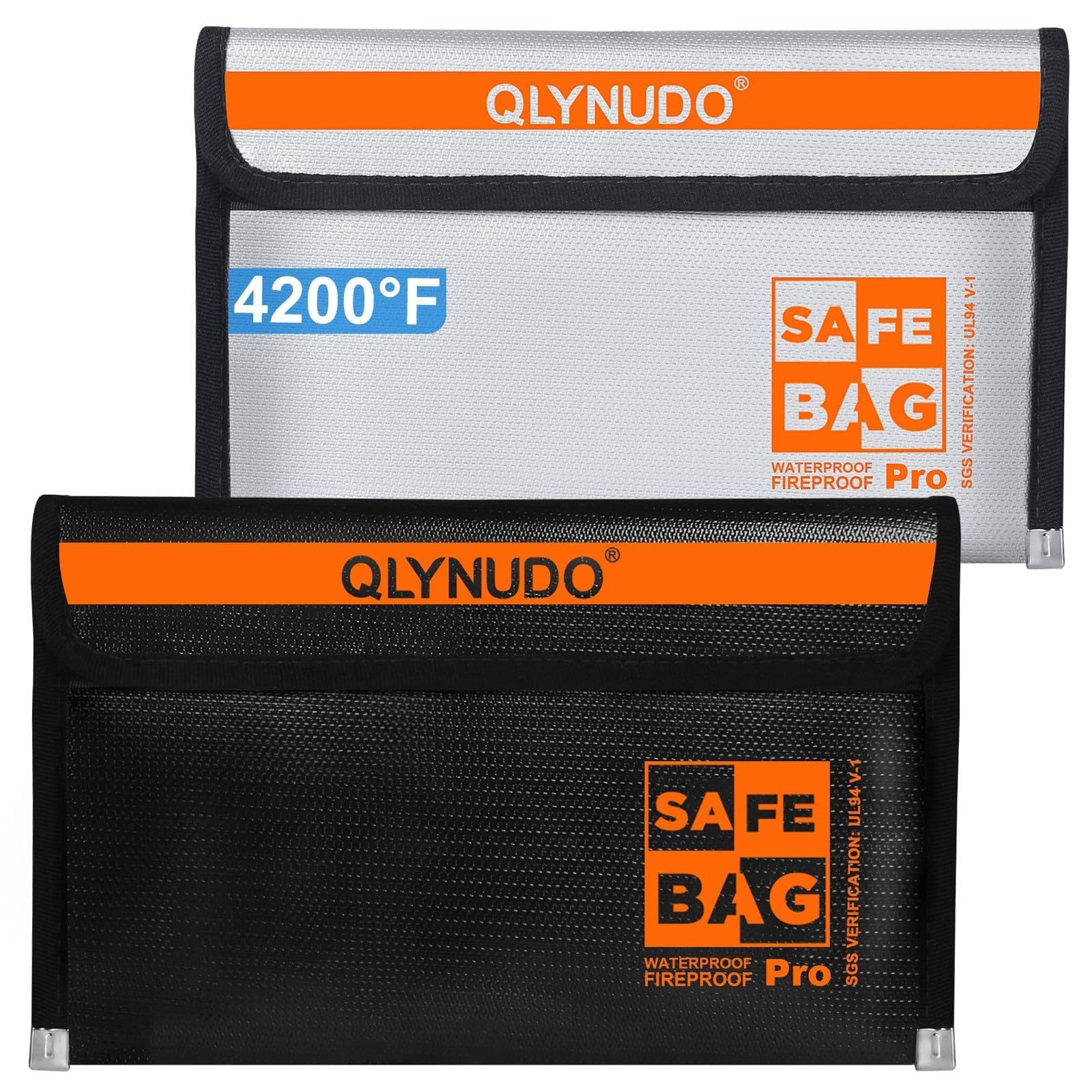 Small Fireproof Bag for Cash and Documents (9.5x5.8"), 4200°F Upgraded Fireproof Money Bag Set for Valuables (2-Pack) with Waterproof Zipper & Lining-image-24