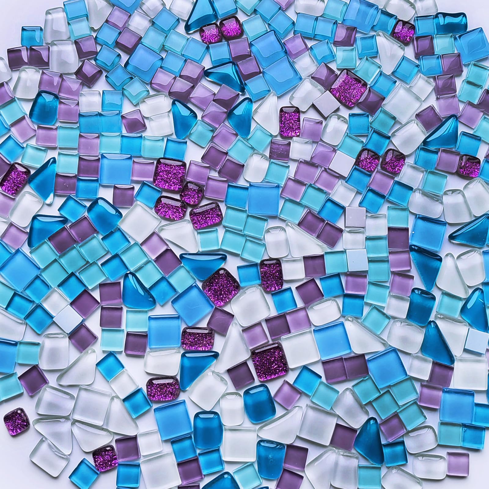 1.1LB/500g Irregular Crystal Glass Mosaic Tiles with Mixed Colors for Crafts, Mosaic Making, Decoration, and More