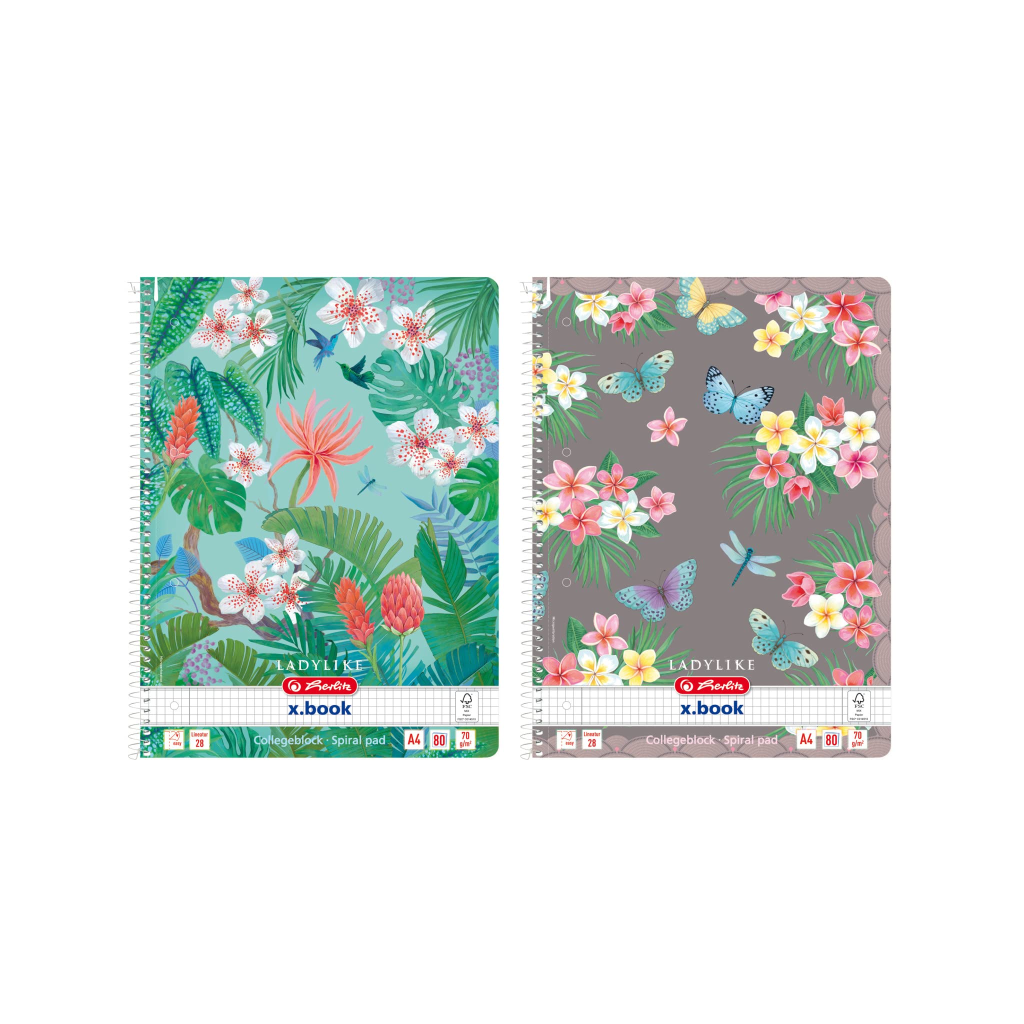Herlitz Ladylike A4 Spiral Notepad 80 Sheets Line Style 28 2 Assorted Designs