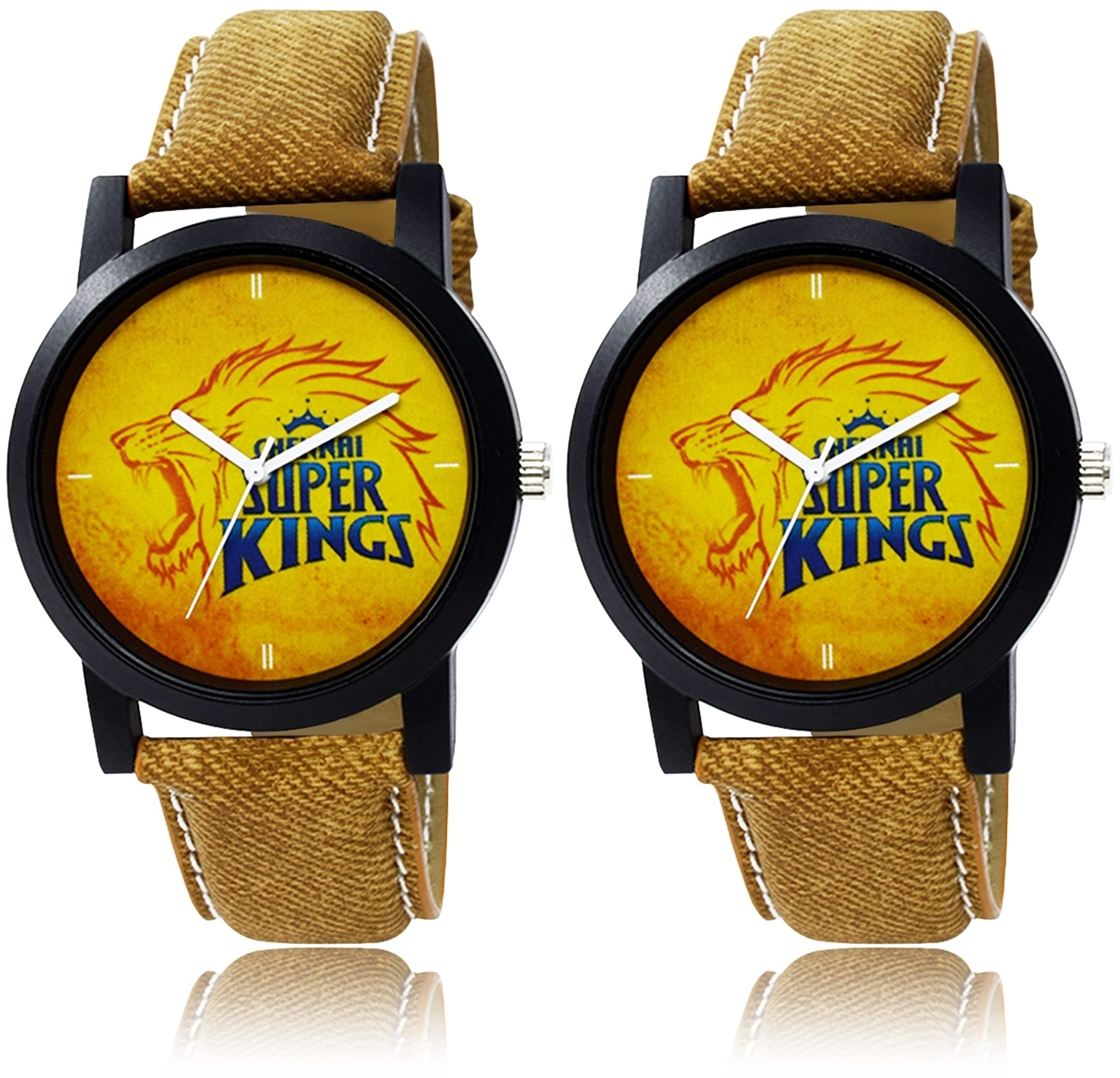 FEMEO Analogue IPL Multicolor dial & Leather Belt Watches for Man & Boys (CSK) (B09HPRQ7X5) Amazon Price History, Amazon Price Tracker