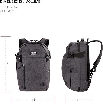SwissGear Hybrid Travel Laptop Backpack, Heather Grey, 18-Inch