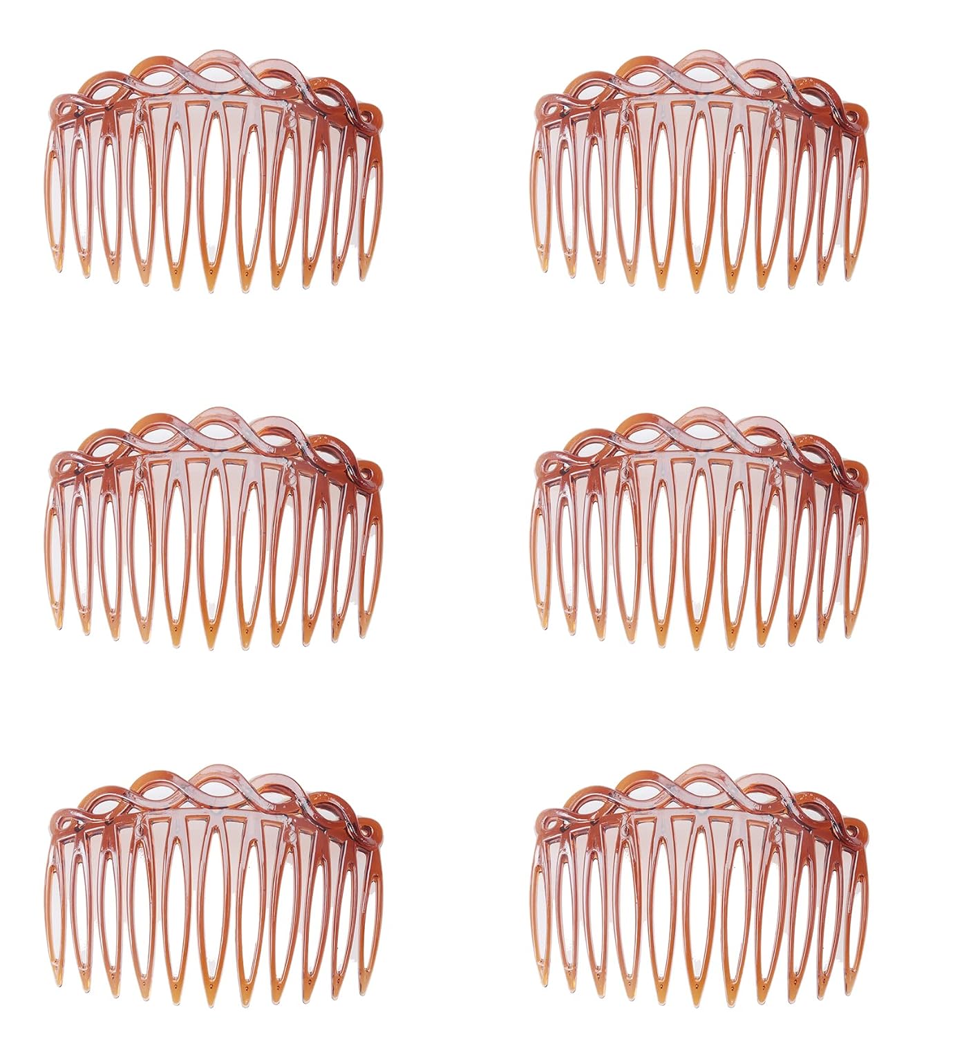 6 Pcs 11 Teeth Hair Side Combs 8.2 x 5.3 cm Tortoise French Twist Hair Barrettes Accessories for Women Girls Fine Thin Thick Long Hair Wedding Bridal Parties (Clear)