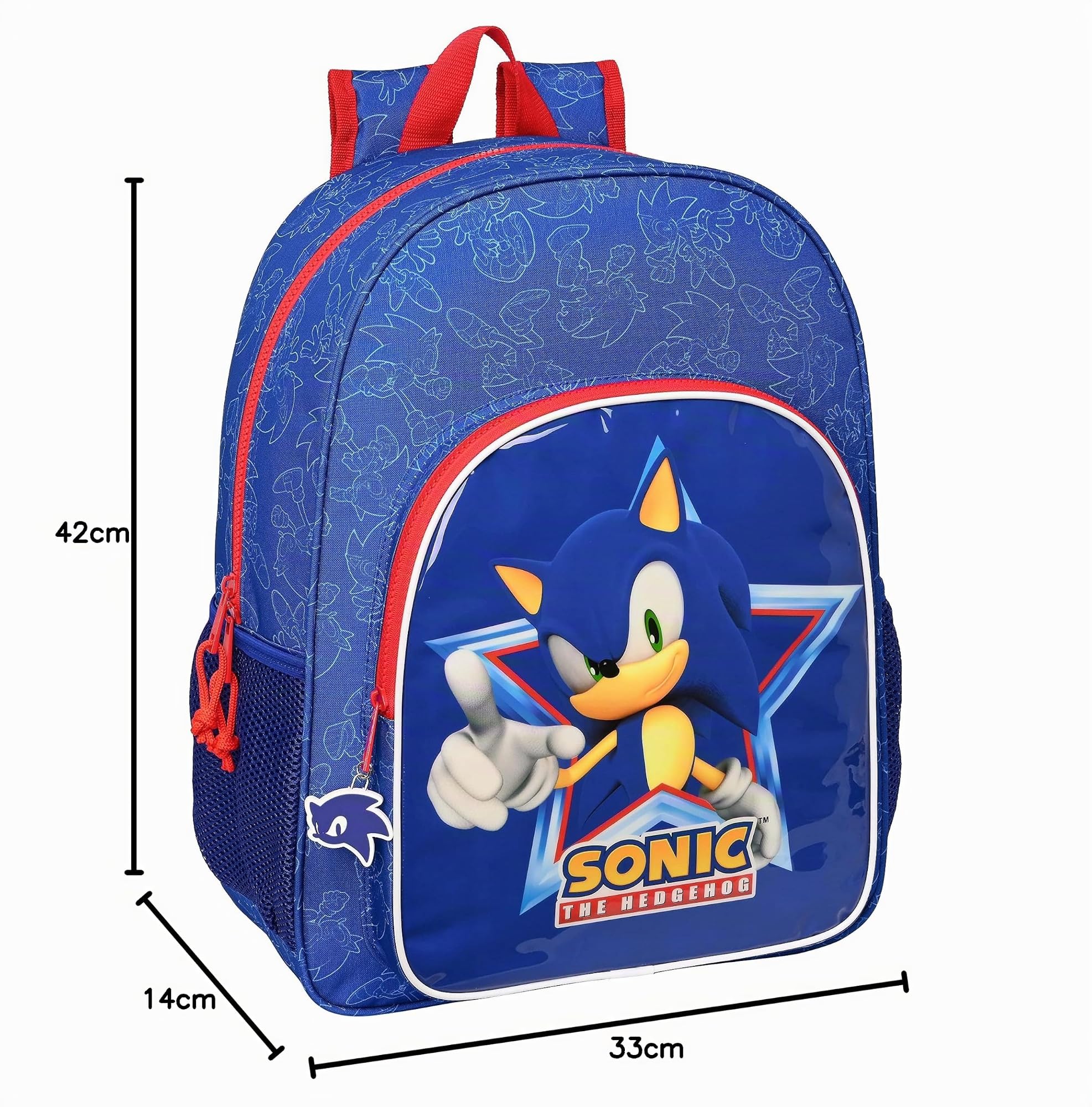 SONIC - Mochila Escolar Niño, Mochila Niño, Mochila Infantil, Adaptable a Carro, Ideal para Niños en Edad Escolar, Cómoda y Versátil, Calidad y Resistencia, 33x14x42 cm, Color Azul marino