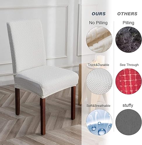 Miniatura 3 de Genina Juego de 4 fundas impermeables para sillas de comedor Parson, fundas para sillas de comedor, color blanco