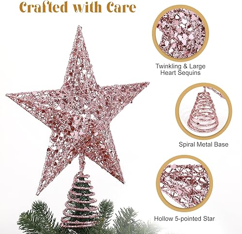 Miniatura 49 de Lewondr Decoración para árbol de Navidad, control remoto alimentado por USB, temporizador de 6 horas, estrella de árbol controlada con luces y Plata