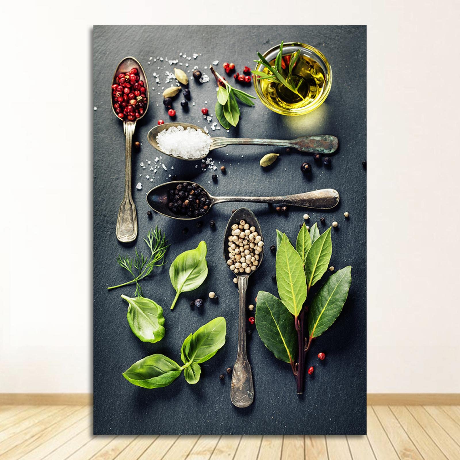 Obraz na płótnie motyw kuchenny mieszanka ziół i przypraw plakaty i wydruki sztuka ścienna obrazy do restauracji sklepu dekoracja 80 x 112 cm x 3 szt. bez ramy