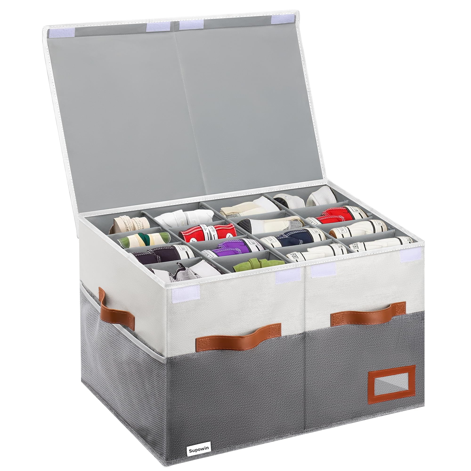 Boîte à chaussures de rangement grand format pour placard et armoire avec poignées