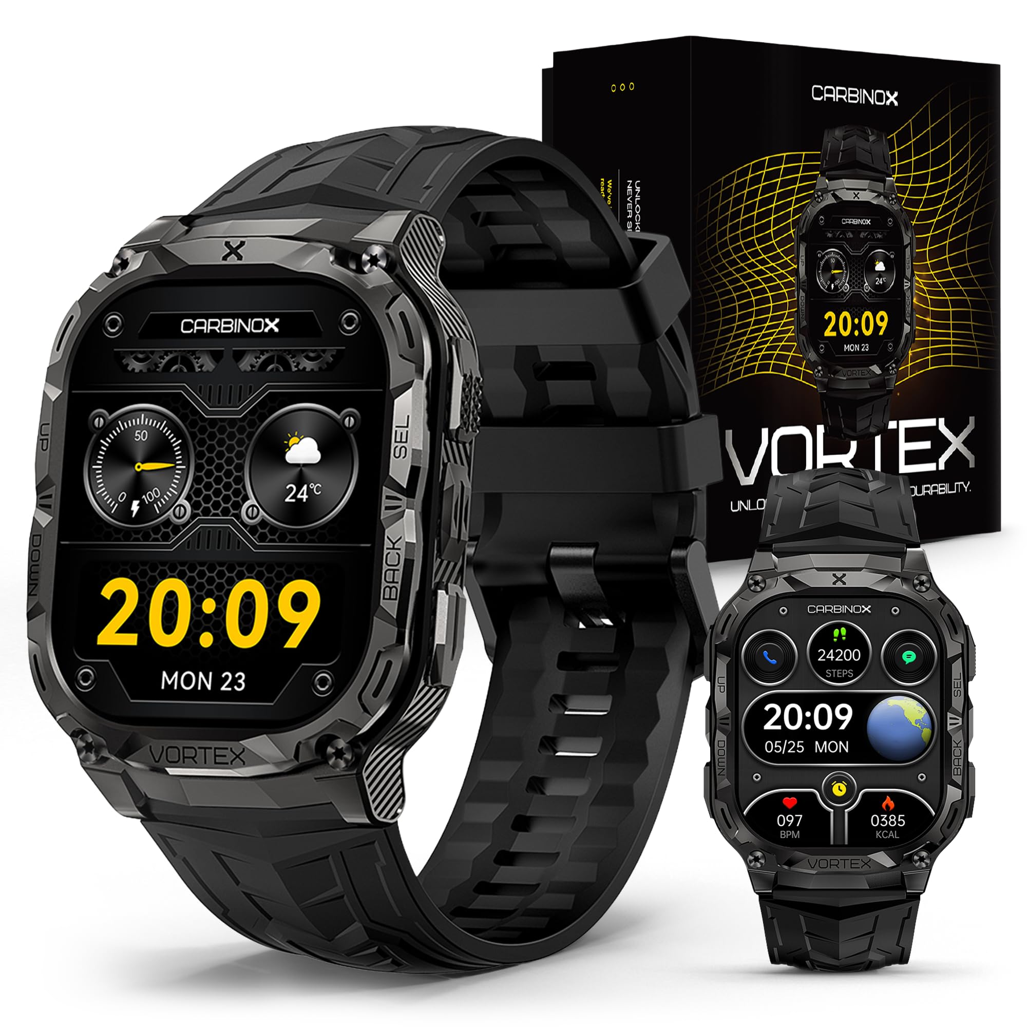 Vortex Smartwatch (Answer/Make Calls), Military-Grade Rugged Fitness Tracker, IP69K Waterproof, Sport Design for Active Lifestyles
