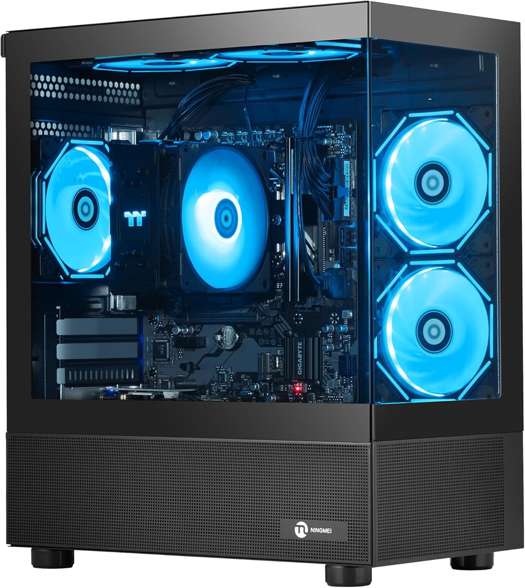 Gaming PC Desktop Computer, AMD Ryzen 5 5600GT 16GB RAM 1TB NVMe SSD, Prebuilt Tower PC with Integrated Graphics, ATX 3.0 Power, RGB Cooling Fans, Windows 11 Home for Home Office, and student(Black)