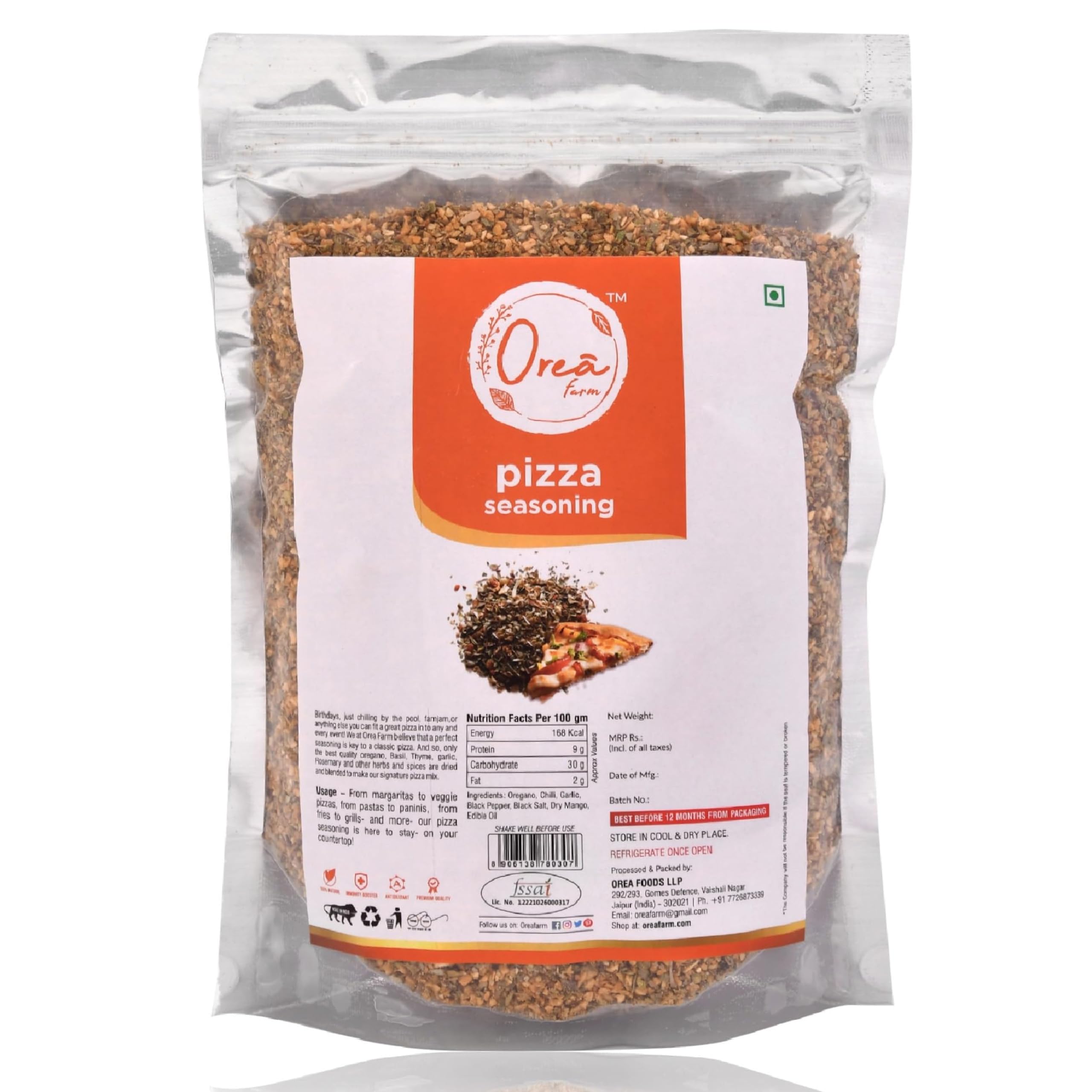 Orea Farm Pizza Seasoning 250g | Premium Oregano Herb and Italian Spices Mix | Multipurpose Seasonings for Pizza, Pasta,