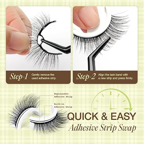 Miniatura 7 de LASHVIEW Pestañas autoadhesivas de aspecto natural, pestañas a presión, sin necesidad de pegamento, reutilizables, ojo de gato, pestañas postizas