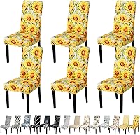 Vista 133 de JQinHome 6 fundas protectoras para sillas de comedor, de alta elasticidad, extraíbles y lavables, para el hogar, fiesta, hotel, ceremonia de boda