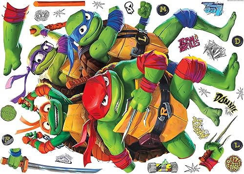 Miniatura 4 de RoomMates RMK5443TBM Teenage Mutant Ninja Turtles Mutant Mayhem Group Calcomanías de pared gigantes para despegar y pegar