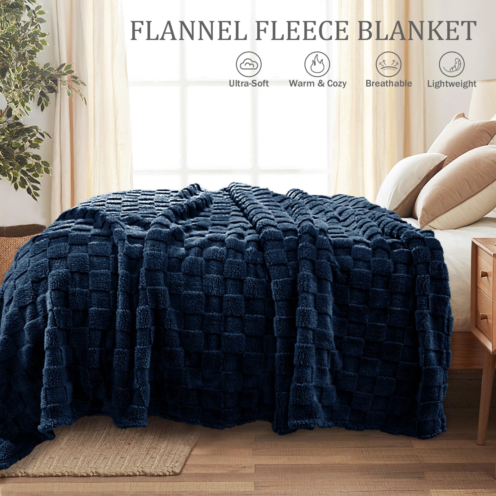 Exclusivo Mezcla Fleece Throw Blanket for Couch,Super Soft and Warm Lightweight Checkered Pattern Blankets for All Seasons 127x152 CM - Image 4