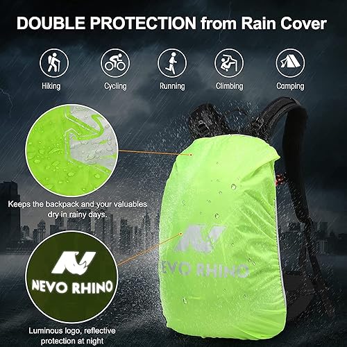 Miniatura 5 de N NEVO RHINO Mochila de hidratación Mochila de agua con cubierta de lluvia 2L Vejiga de agua, mochila de día de hidratación de aislamiento para