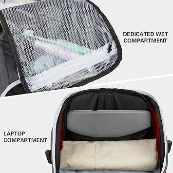 Sports Backpack for Women 35L Waterproof Gym Rucksack with Shoe Compartment Wet Pocket for Swimming Baseball Equipment for Adults Casual Daypack fit 15'' Laptop, Red