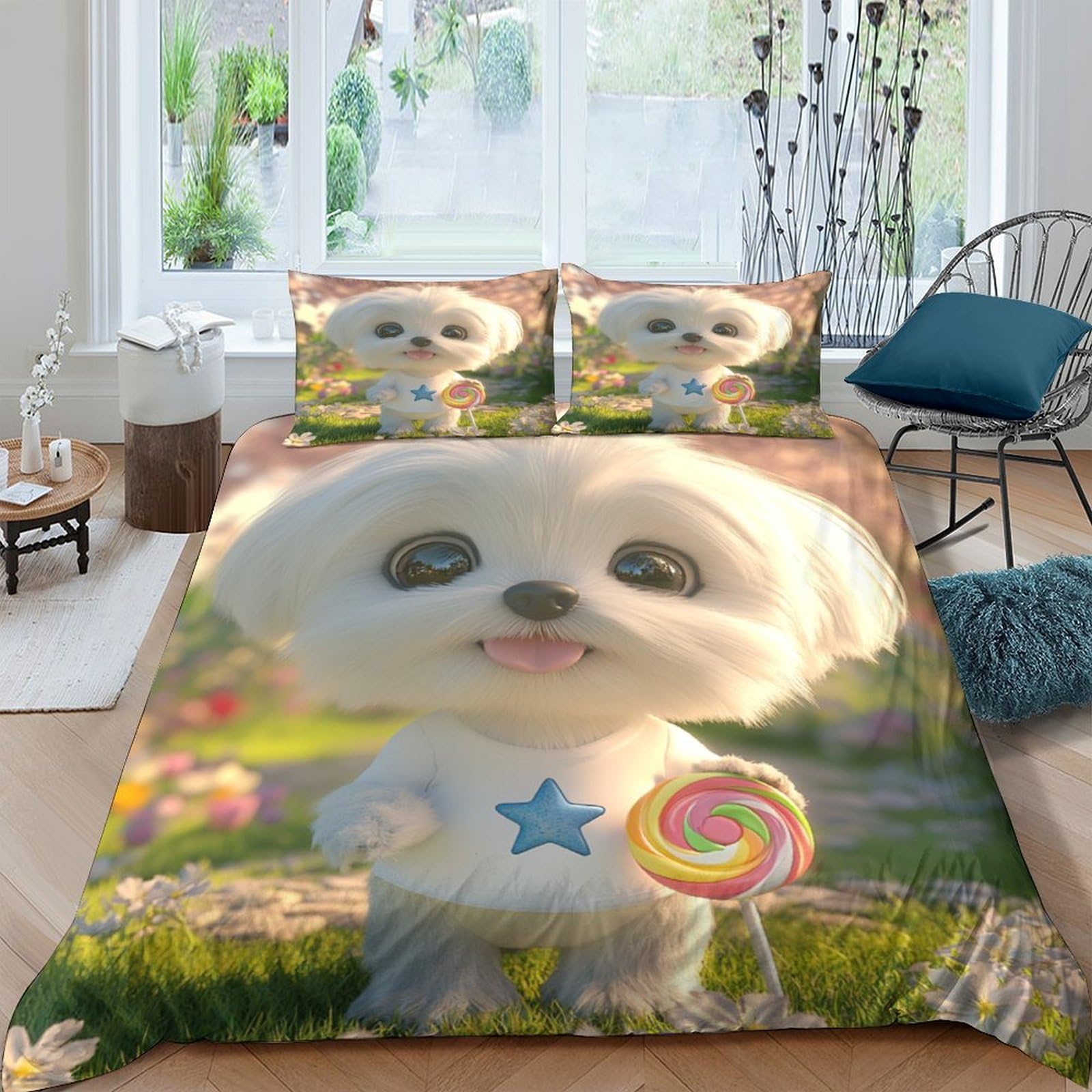Housse de couette crâne 3D microfibre anti-plis avec fermeture éclair invisible