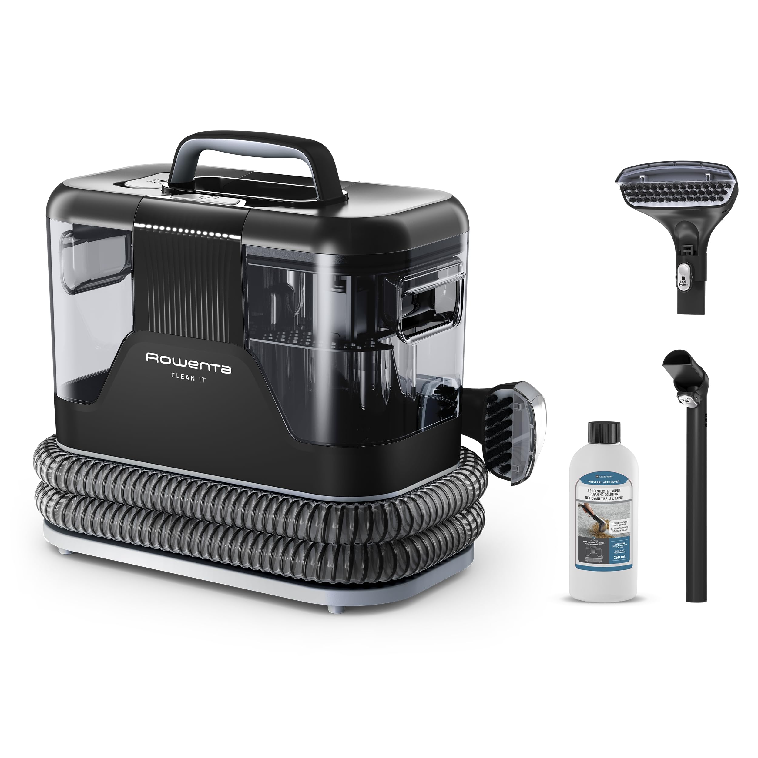 Rowenta, Clean it, Shampouineuse, Détacheur Nettoyeur de Tache, Rapide et Facile, Tapis, Intérieur de Voiture, 400W, IN5010F0, Blanc/Noir