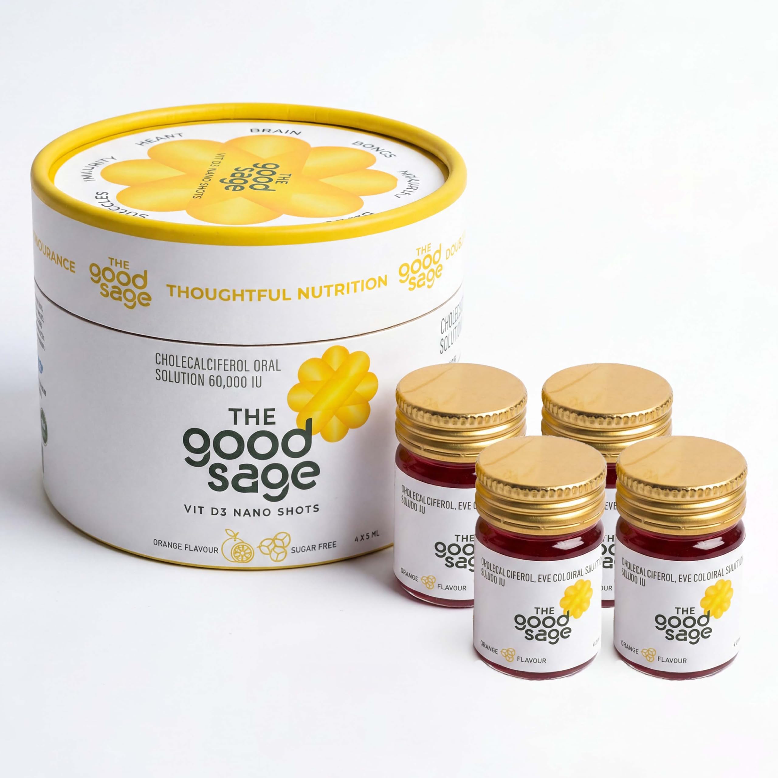 The Good Sage Vitamin D3 60000 IU Nano Shots | Cholecalciferol Oral Solution | Sugar Free Orange Flavour | Nano Absorption | Bones Immunity Muscles | Thoughtful Nutrition | 4 x 5ml-image-10