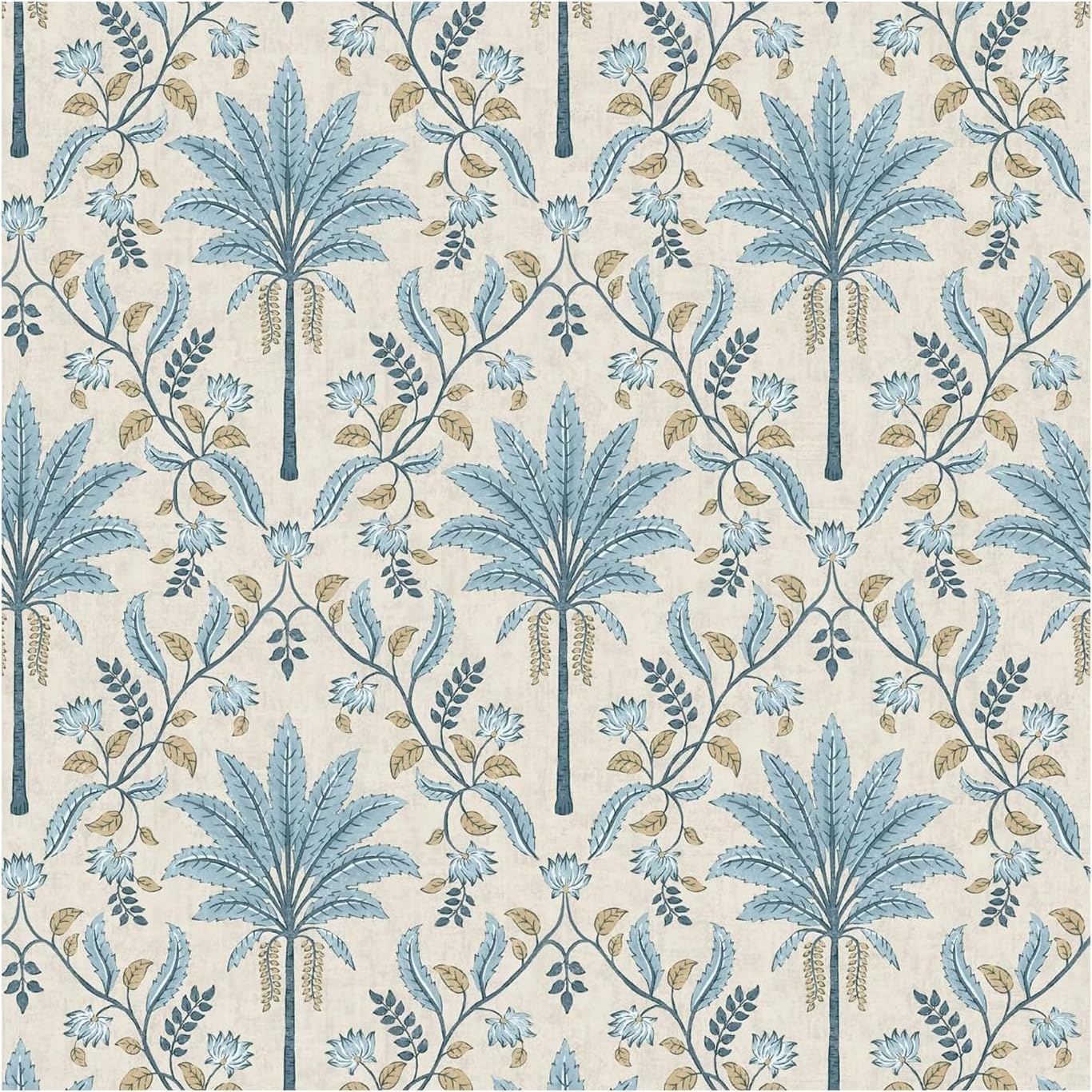 Holden Eastern Horizons Palm Trellis Wallpaper Blue 13751