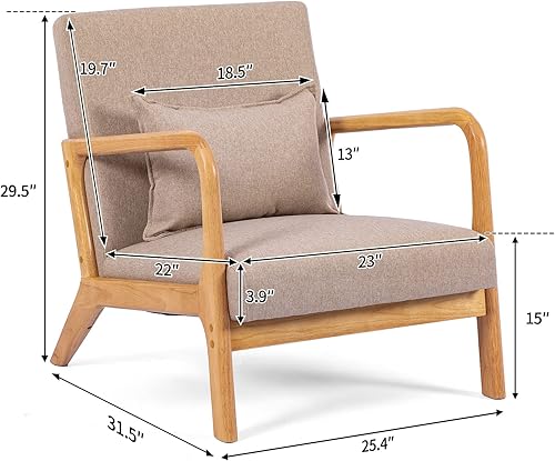 Miniatura 3 de UNICOO - Silla decorativa moderna de mediados de siglo, sillón de lectura de tela, fácil montaje, sillón para sala de estar y dormitorio