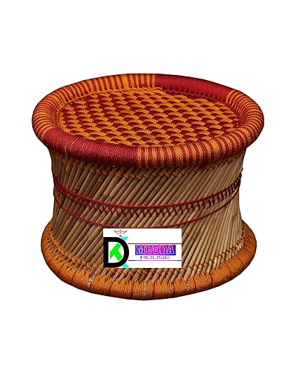 D.K Mudda House Handmade Sarkanda Wooden Small Muddi/Stool (Wood, Multicolor)