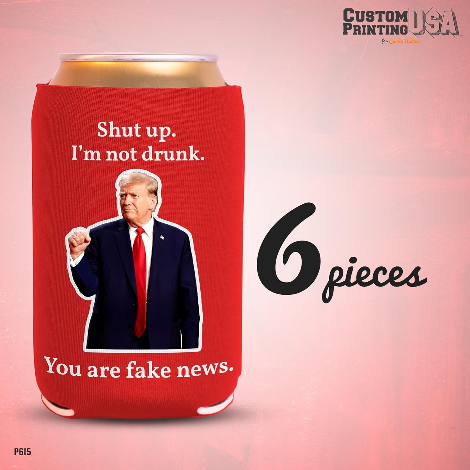 Generic 6 Pack of Coolies for Trump Fans I Fabric Can Sleeves I Donald Trump Can Huggers. Funny Trump Coolies. Full Color Beer Can Sleeves. Perfectly Sewed. USA printed., 12oz, Red, Trump-News2024