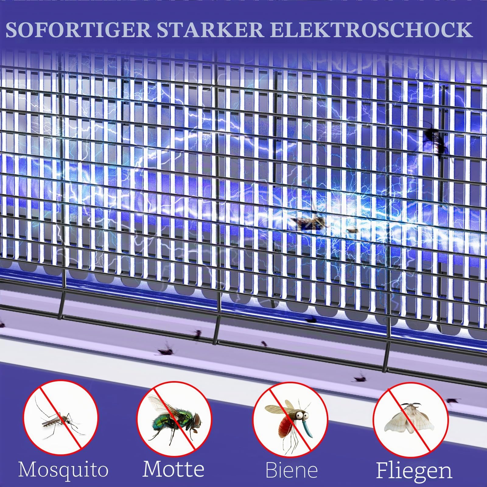 PALONE Insektenvernichter Elektrischer 3200V, Dual-Band Anziehun UV LED Bug Zapper USB Wandmontierter Mückenlampe mit Kabel Elektrische Fliegenfalle für Innen, Insektenlampe Gegen Mücken, Fliegen