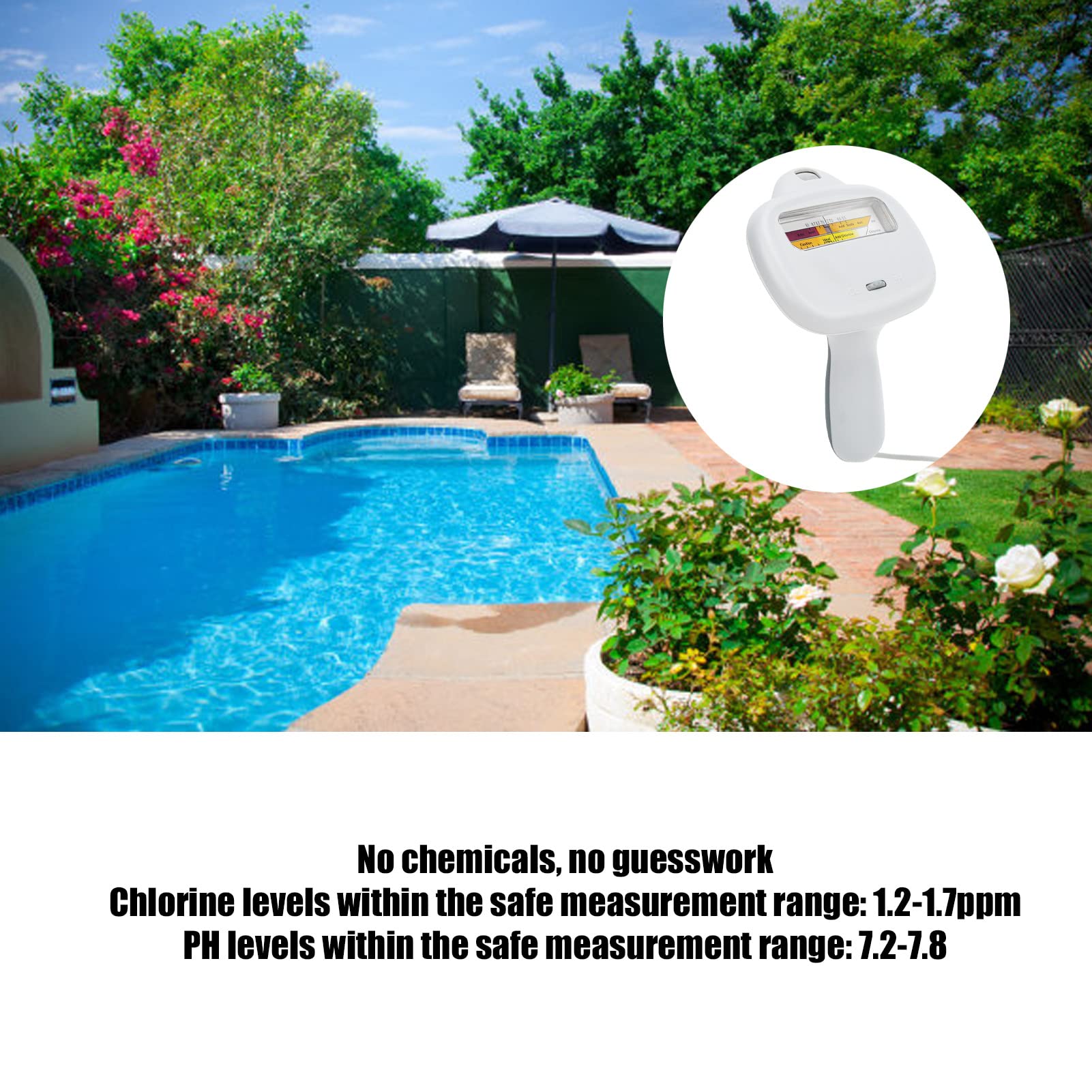 Monitor de análisis de calidad del agua de la piscina Probador de calidad del agua Probador digital de PH y cloro