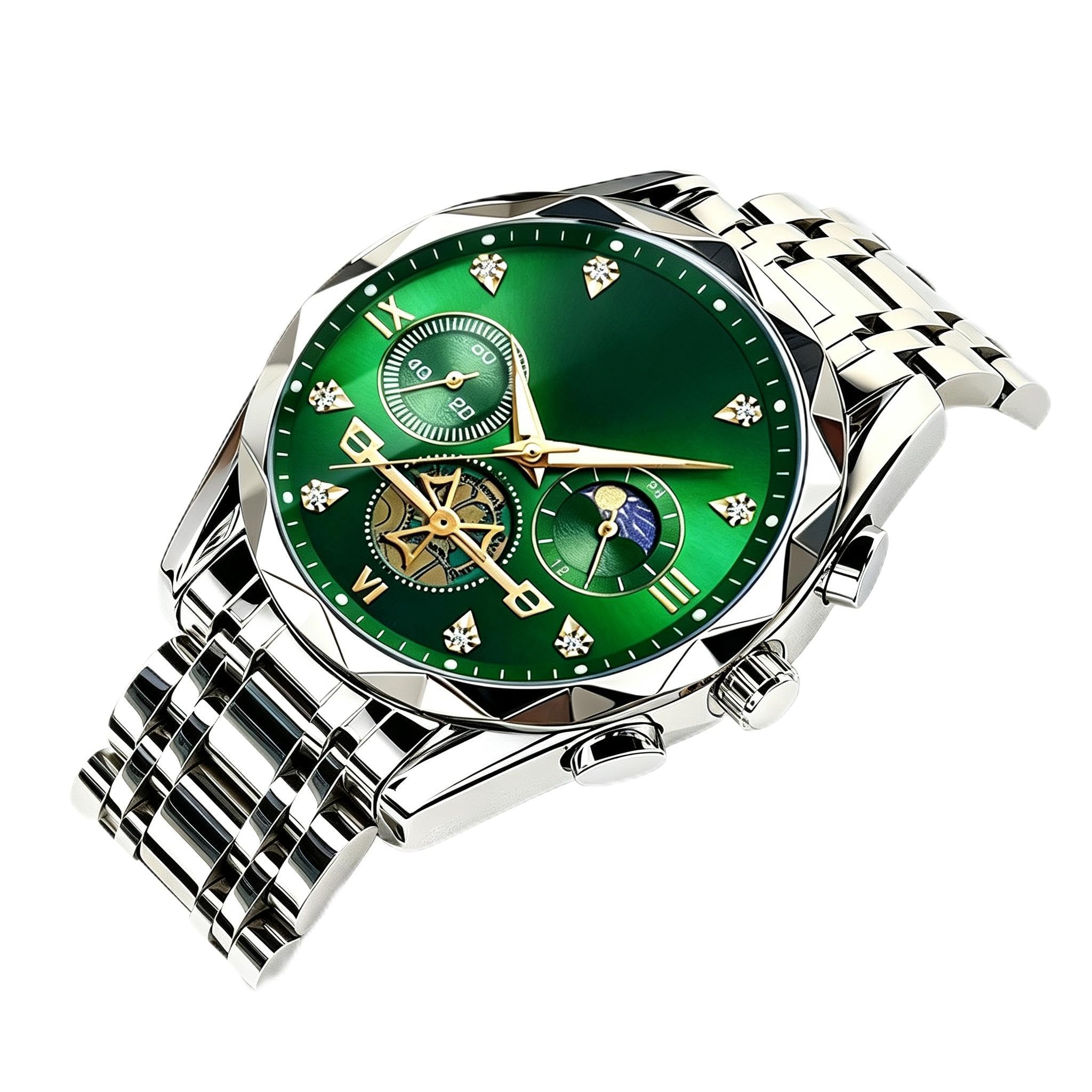 Orologio Meccanico Uomo Quadrante Verde Cinturino in Acciaio Orologio meccanico uomo di alta moda orologio meccanico verde