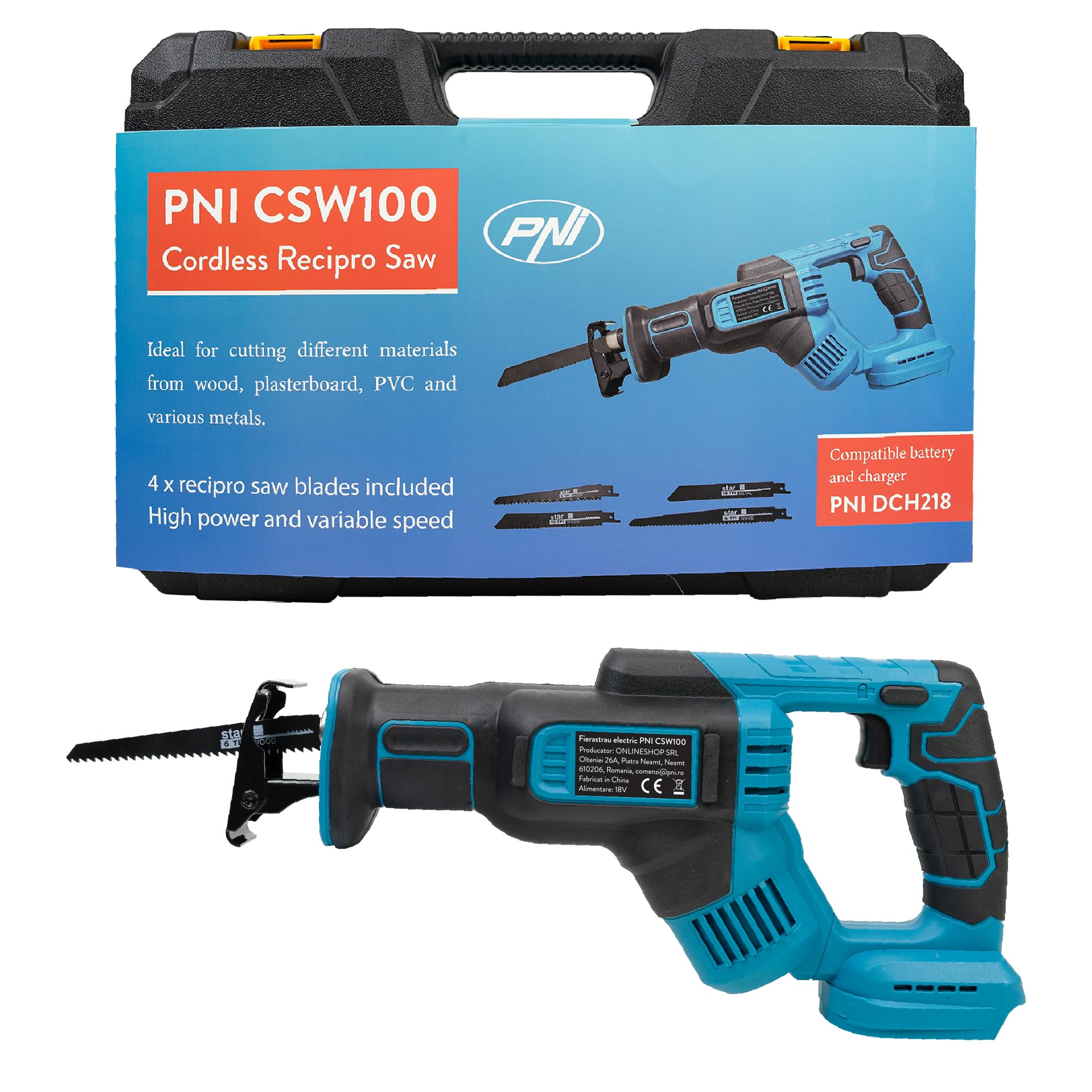 Alternativa sega elettrica PNI CSW100 senza batteria, 4 lame incluse