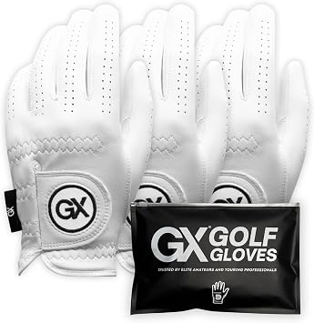 GX Golf Gloves 3-Pack | The Players Cabretta Premium Men's Leather Golf Glove   Precision Fit, Superior Grip, Long-Lasting Durability, Breathable Performance