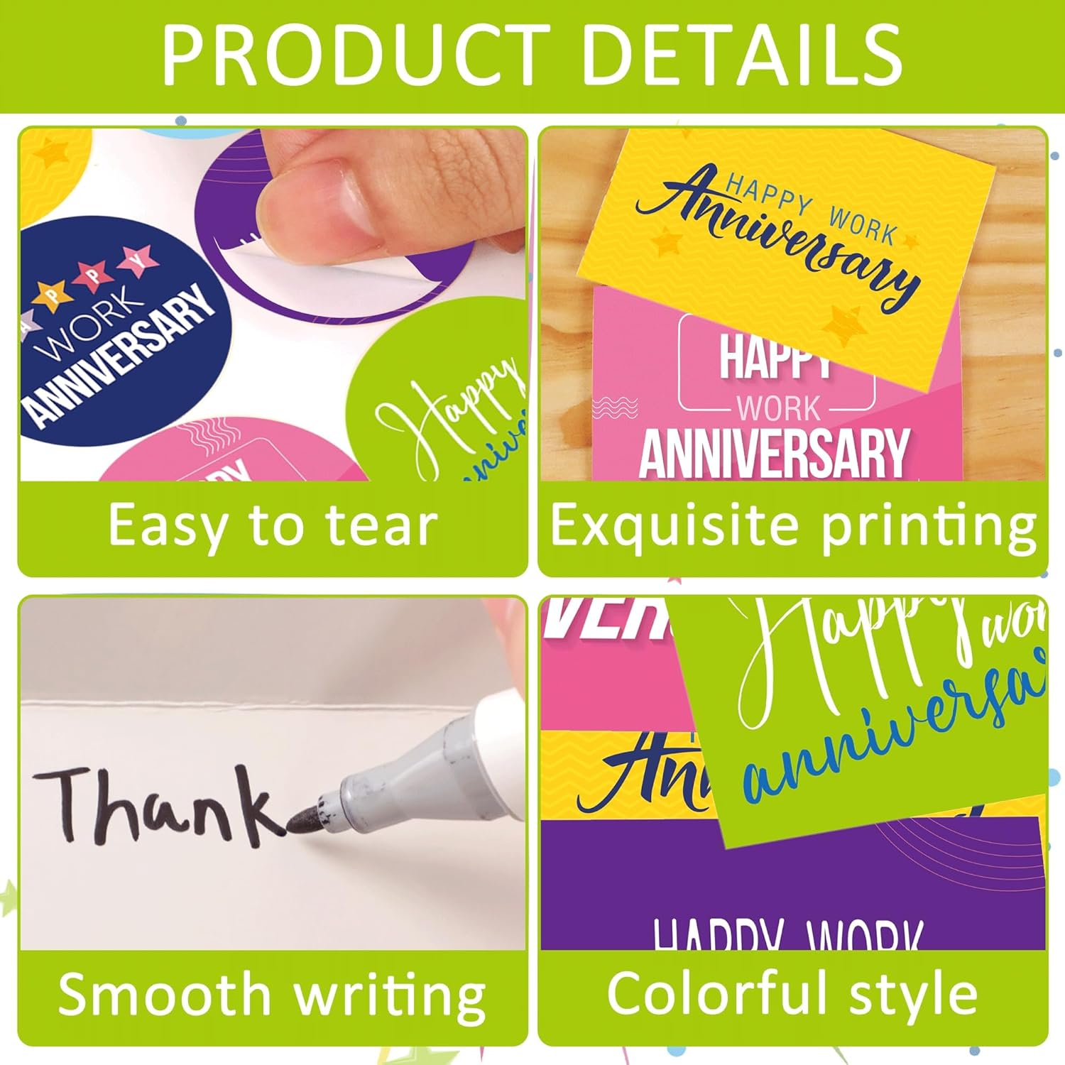 Justforjoyful 72 Sets Work Anniversary Cards Happy Anniversary Cards Employee Anniversary Cards Bulk 6 Design for Office Staff Envelopes Work Team Appreciation Anniversary Cards 6x4in