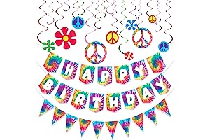 Tenare Tie Dye and 60s Hippie Theme Party Decorations
