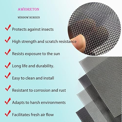 Miniatura 5 de Pantalla de malla de acero inoxidable, paquete de 4 mallas duras de 14 mallas de alambre de acero inoxidable 304 recubierto de PVC para ventilación