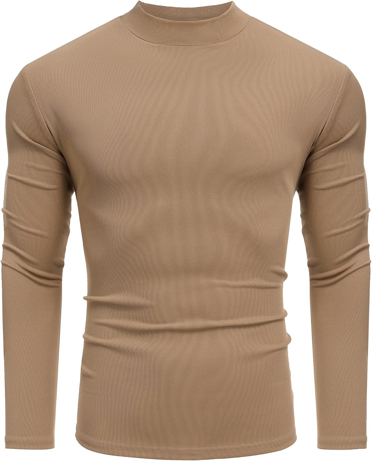 COOFANDY Men's Mock Turtleneck Long Sleeve Shirts Slim Fit Basic T-Shirt Lightweight Ribbed Pullover Sweater - Image 7