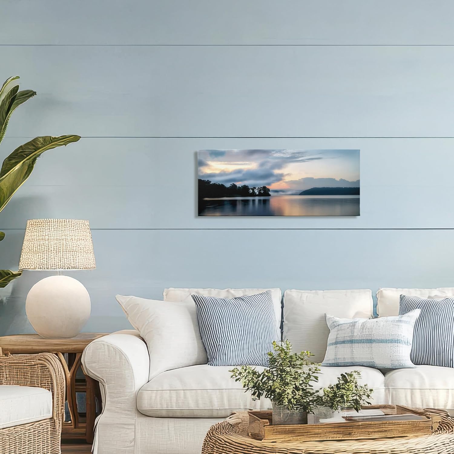 Stupell Industries Distant Fog Seascape Canvas Wall Art design by D. Burt, 13 x 30