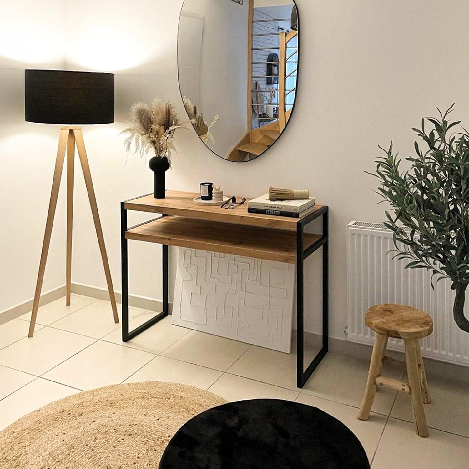 Mobili Fiver, Luxury, Console Table, Rustic Oak, NF, Display Table for Hallway and Living Room, Console Table for Entryway, Italian Furniture