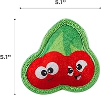 Vista 7 de Outward Hound Tough Skinz - Juguete de perro chillón duradero con dos capas resistentes, cerezas, rojo, pequeño