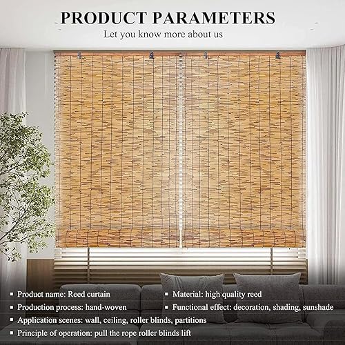 Miniatura 2 de Persianas enrollables de caña para exteriores, persianas enrollables romanas para patio, persianas enrollables opacas para porche, persianas de caña